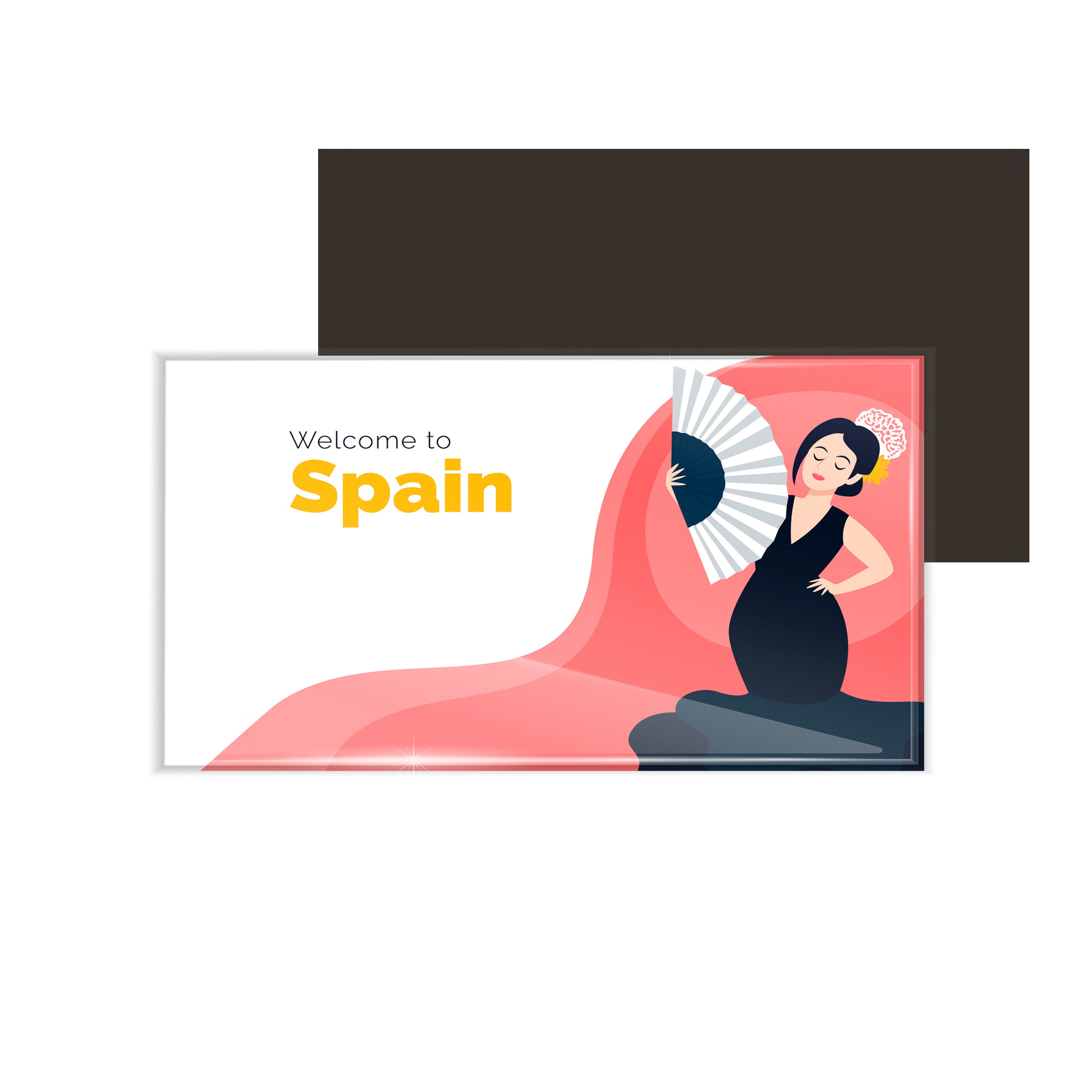 dhcrafts Fridge Magnet Rectangle Acrylic Glass (8.6 x 5.4 cm) Multicolor Travel Spain Design Pack of 1